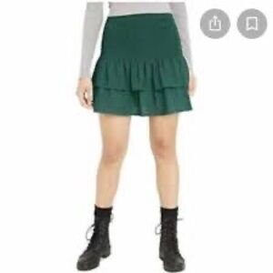 Wild fable Dark green smocked ruffle skirt